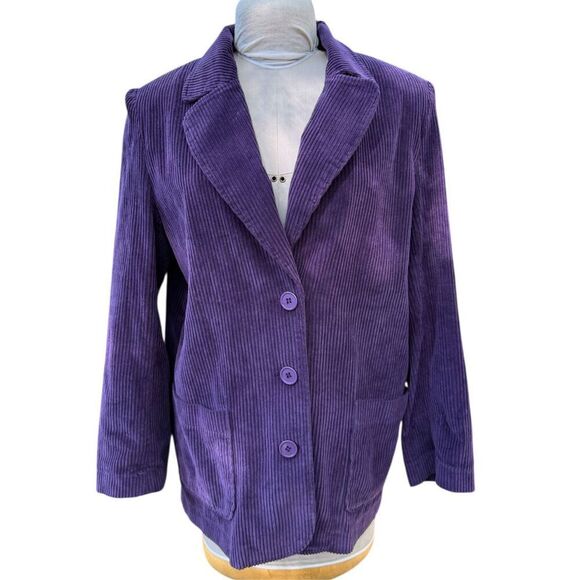 Newport News Blazer Wide Wale Corduroy Sz. 12 Vtg 1990’s Purple - Picture 1 of 7